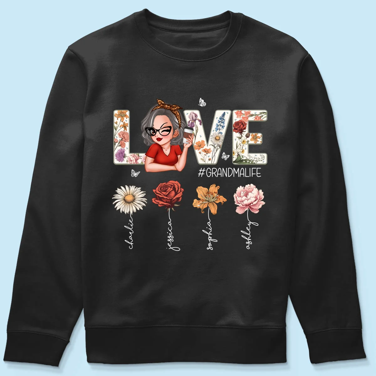Love Grandma Life Vintage Birth Flowers With Kids Names Personalized Shirt - Image 20