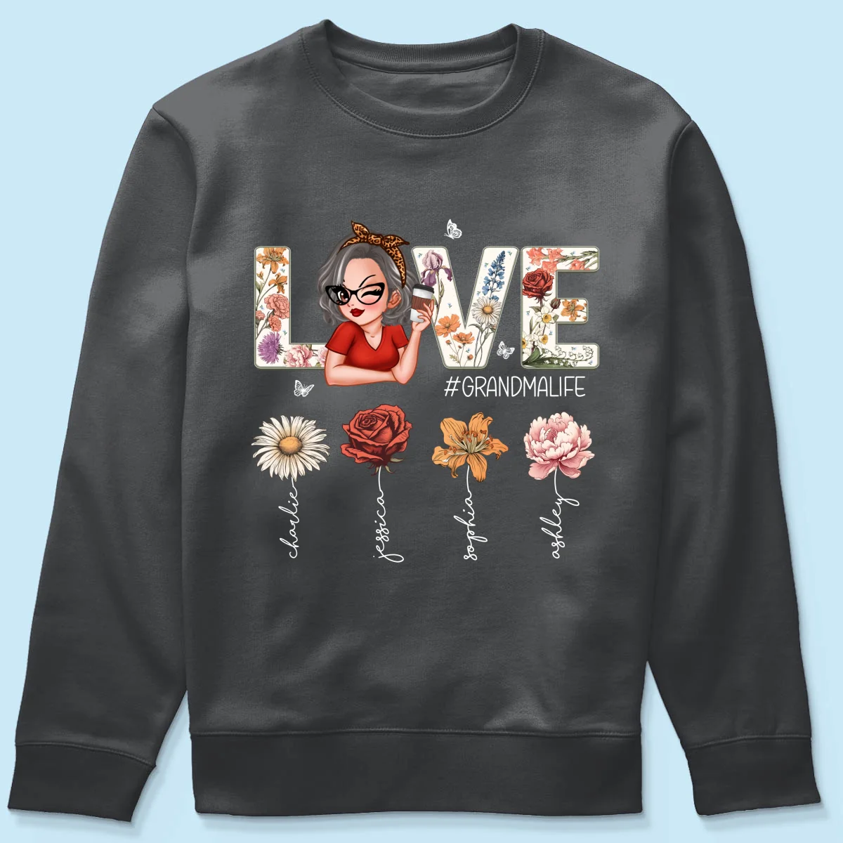 Love Grandma Life Vintage Birth Flowers With Kids Names Personalized Shirt - Image 22