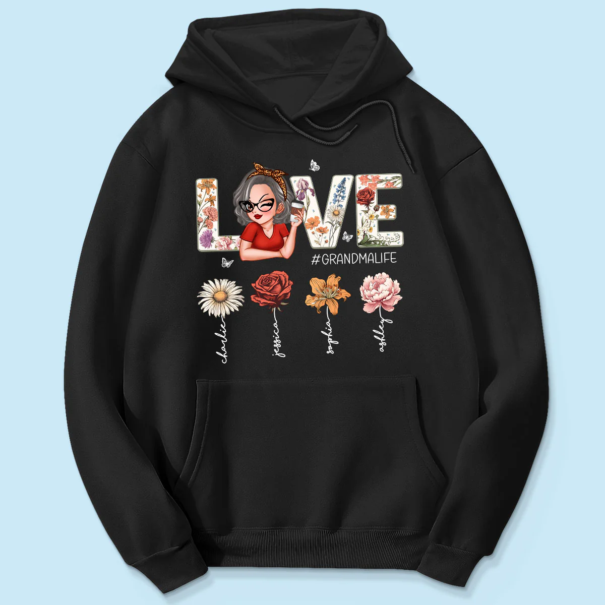 Love Grandma Life Vintage Birth Flowers With Kids Names Personalized Shirt - Image 5