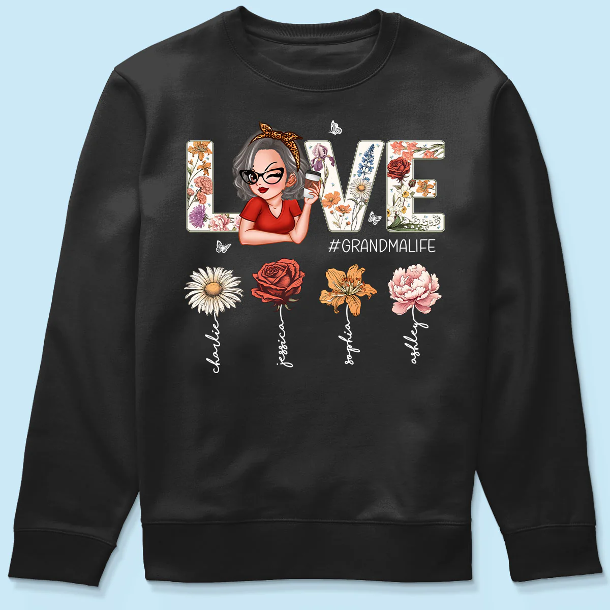 Love Grandma Life Vintage Birth Flowers With Kids Names Personalized Shirt - Image 6