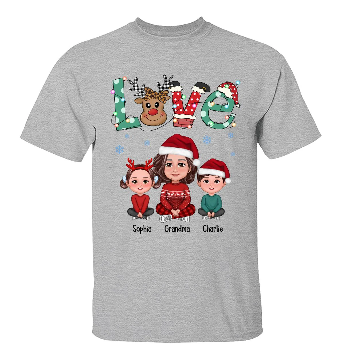 LOVE Grandma Mom Life Crossed Legs Christmas Pattern Personalized Shirt