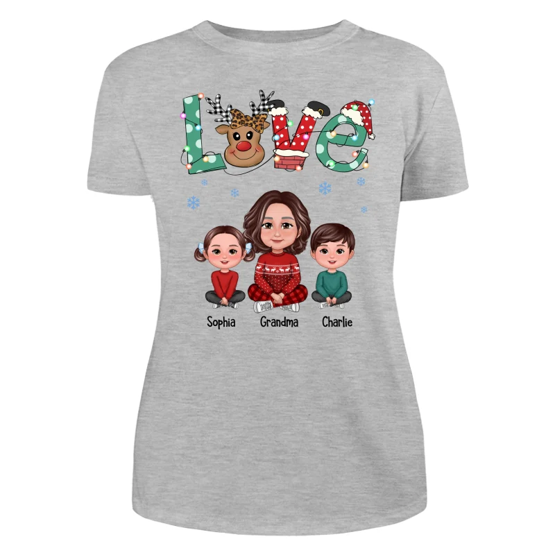 LOVE Grandma Mom Life Crossed Legs Christmas Pattern Personalized Shirt - Image 10