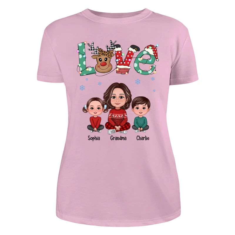 LOVE Grandma Mom Life Crossed Legs Christmas Pattern Personalized Shirt - Image 11