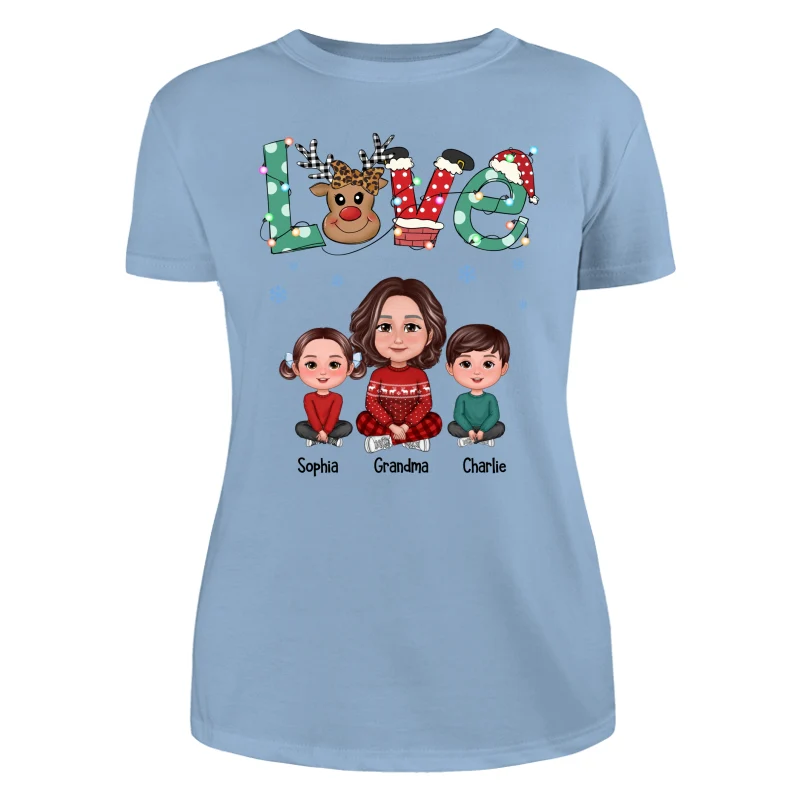 LOVE Grandma Mom Life Crossed Legs Christmas Pattern Personalized Shirt - Image 12