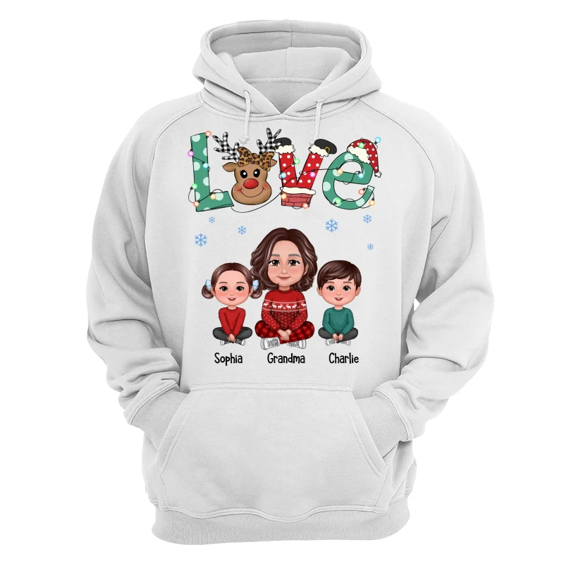 LOVE Grandma Mom Life Crossed Legs Christmas Pattern Personalized Shirt - Image 13