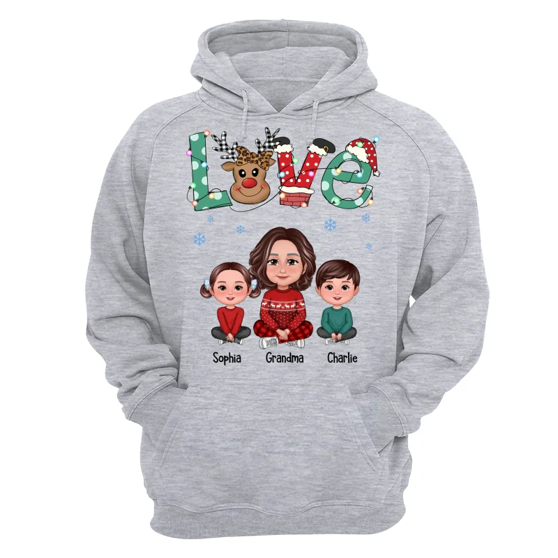 LOVE Grandma Mom Life Crossed Legs Christmas Pattern Personalized Shirt - Image 14