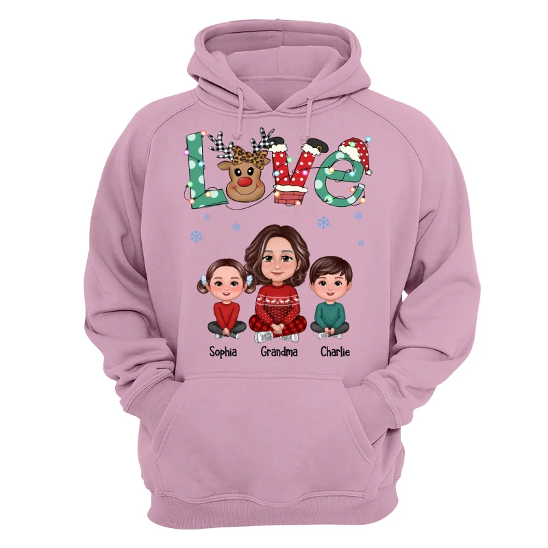 LOVE Grandma Mom Life Crossed Legs Christmas Pattern Personalized Shirt - Image 15