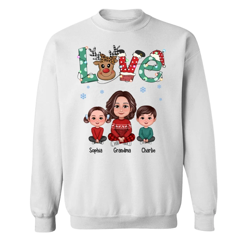 LOVE Grandma Mom Life Crossed Legs Christmas Pattern Personalized Shirt - Image 17