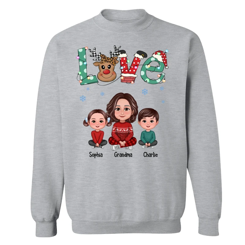 LOVE Grandma Mom Life Crossed Legs Christmas Pattern Personalized Shirt - Image 18