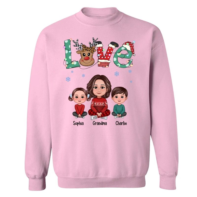 LOVE Grandma Mom Life Crossed Legs Christmas Pattern Personalized Shirt - Image 19