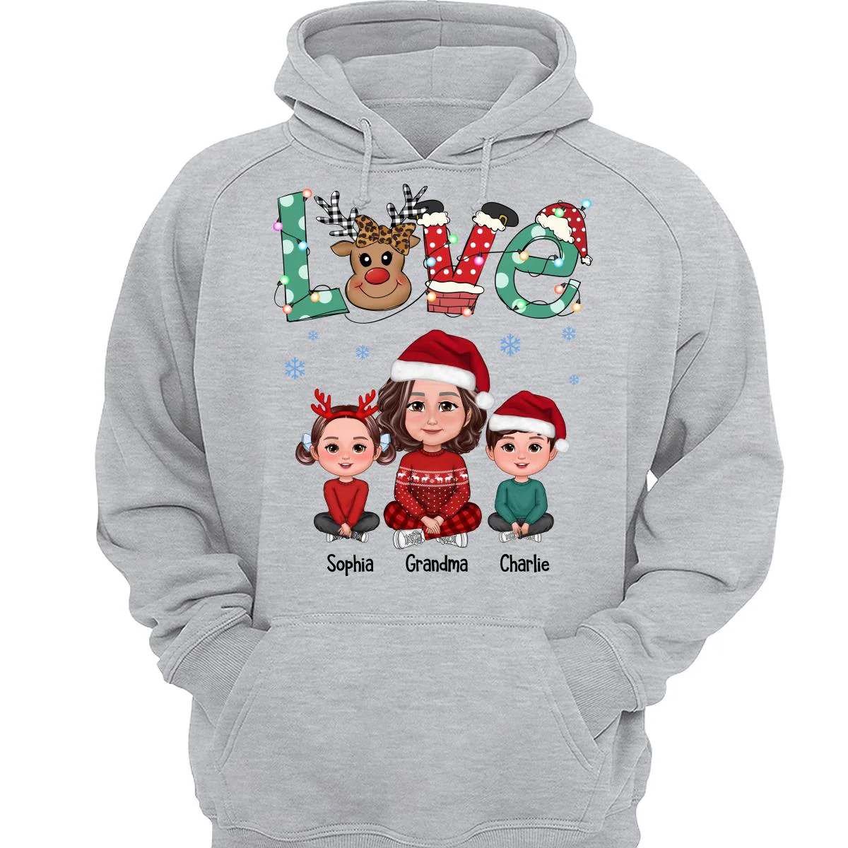 LOVE Grandma Mom Life Crossed Legs Christmas Pattern Personalized Shirt - Image 3