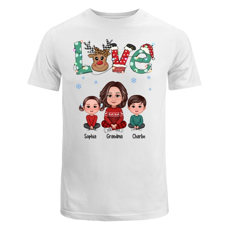 LOVE Grandma Mom Life Crossed Legs Christmas Pattern Personalized Shirt - Image 5
