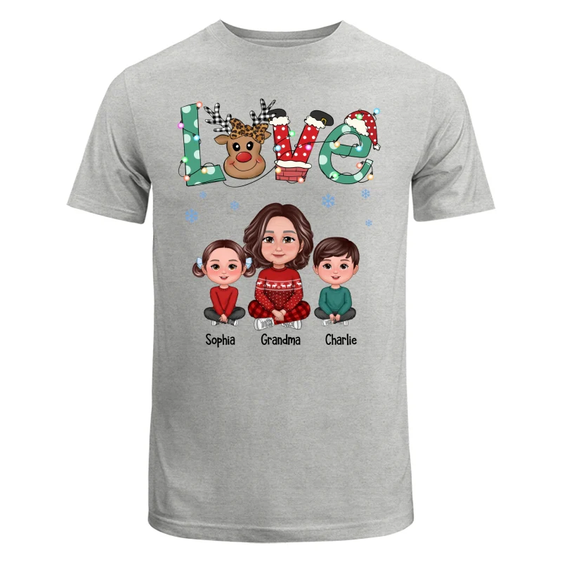 LOVE Grandma Mom Life Crossed Legs Christmas Pattern Personalized Shirt - Image 6