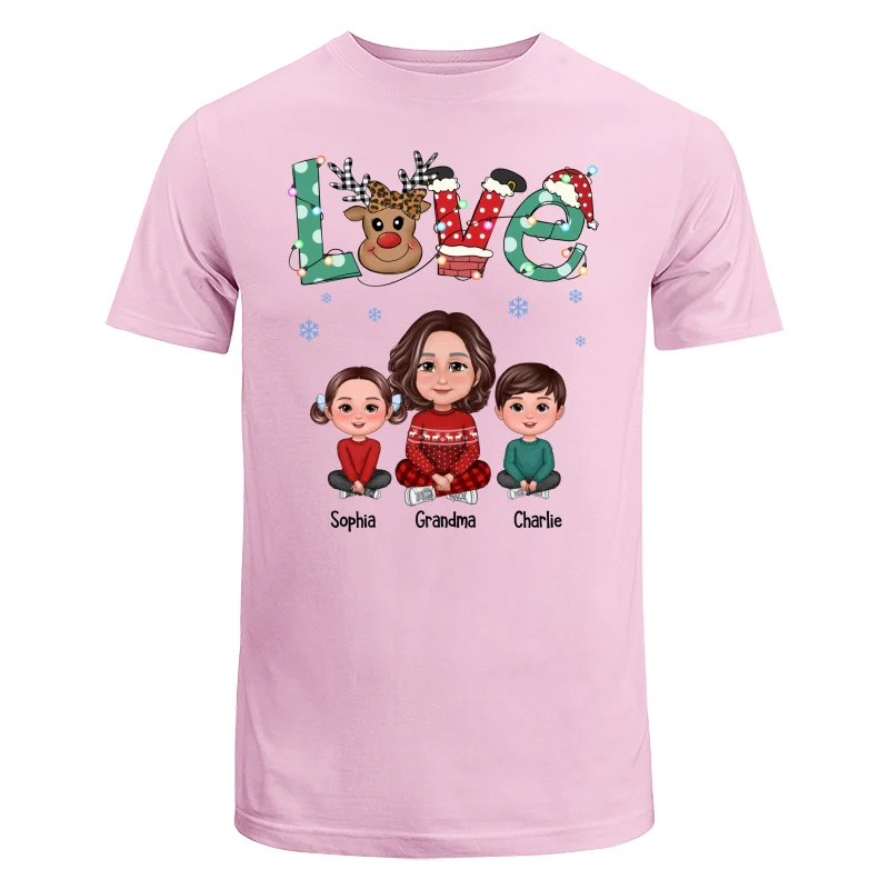 LOVE Grandma Mom Life Crossed Legs Christmas Pattern Personalized Shirt - Image 7