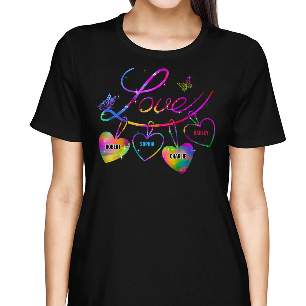 Love Grandma Mom Life Heart Chain Personalized Shirt - Image 2