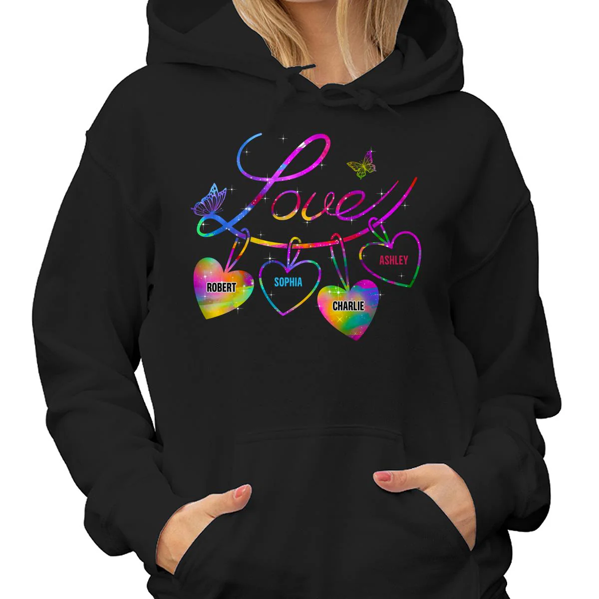 Love Grandma Mom Life Heart Chain Personalized Shirt - Image 4
