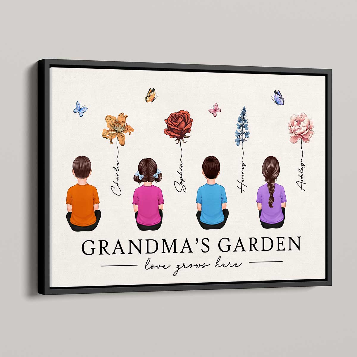 Love Grows Here Grandma Garden Birth Month Flowers Personalized Poster, Perfect Gift, Birthday Gift For Grandma Mom - Image 4
