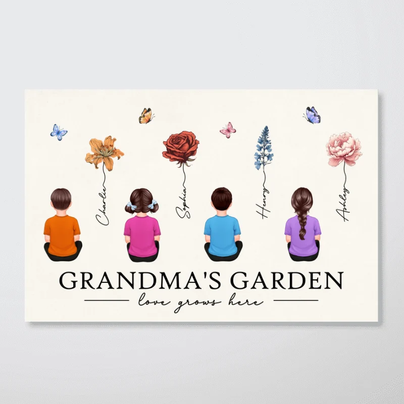 Love Grows Here Grandma Garden Birth Month Flowers Personalized Poster, Perfect Gift, Birthday Gift For Grandma Mom - Image 6