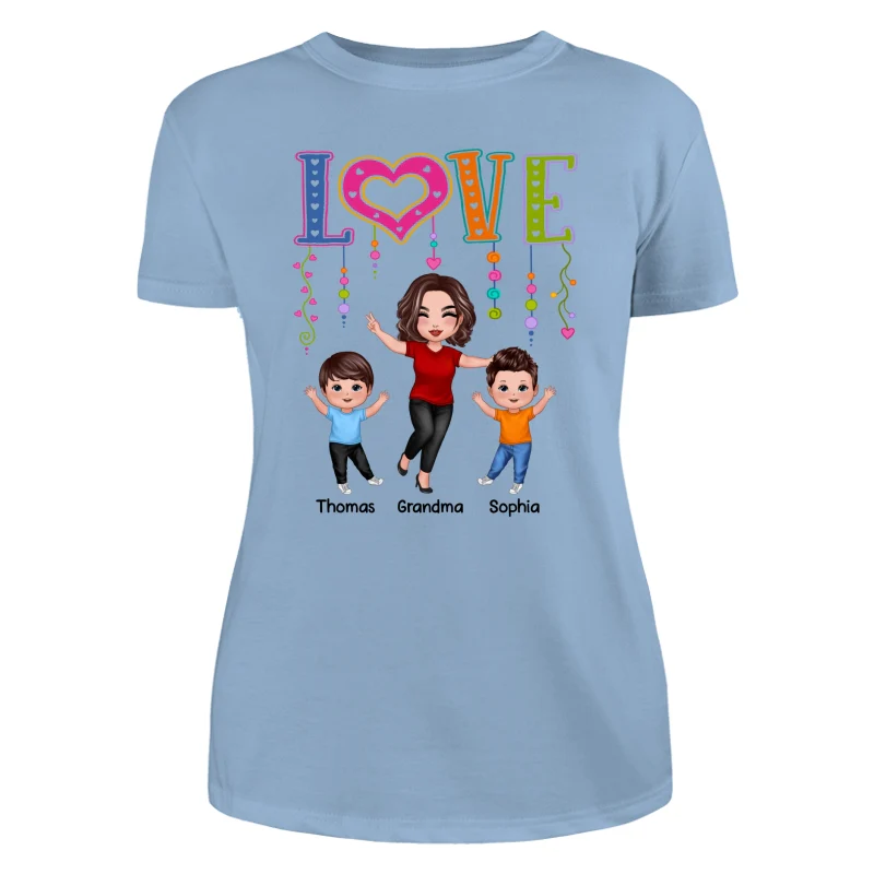 LOVE Happy Doll Grandma Mom With Kids Personalized Shirt - Image 12