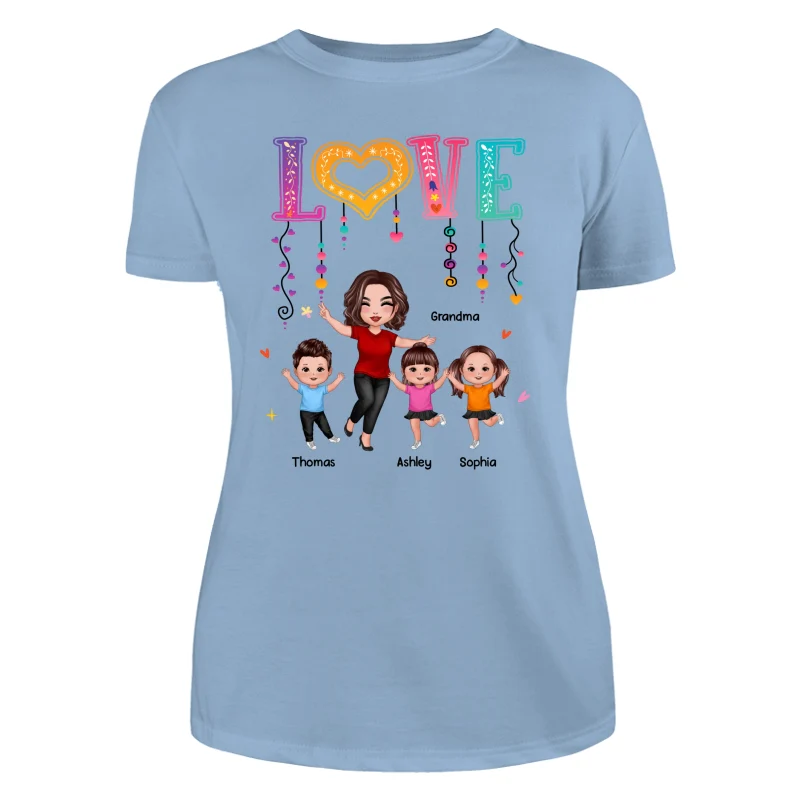 LOVE Happy Doll Grandma Mom With Kids Personalized Shirt - Image 12