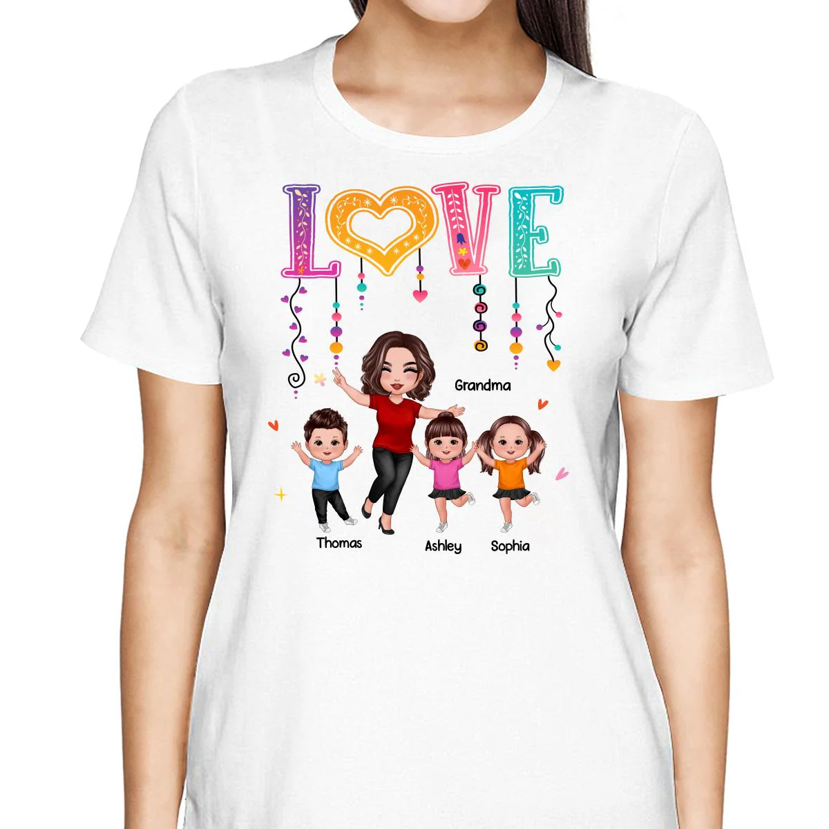 LOVE Happy Doll Grandma Mom With Kids Personalized Shirt - Image 2