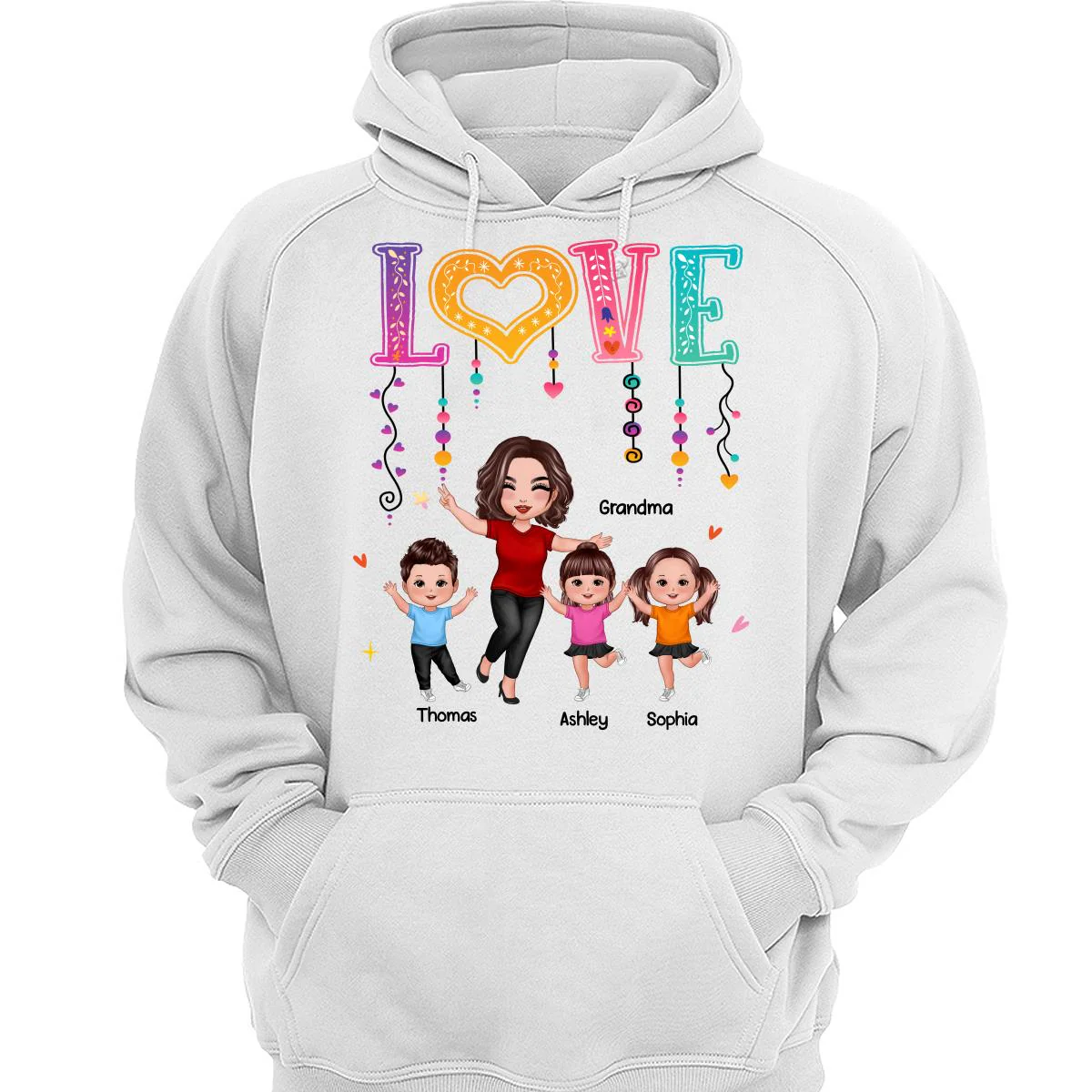 LOVE Happy Doll Grandma Mom With Kids Personalized Shirt - Image 3