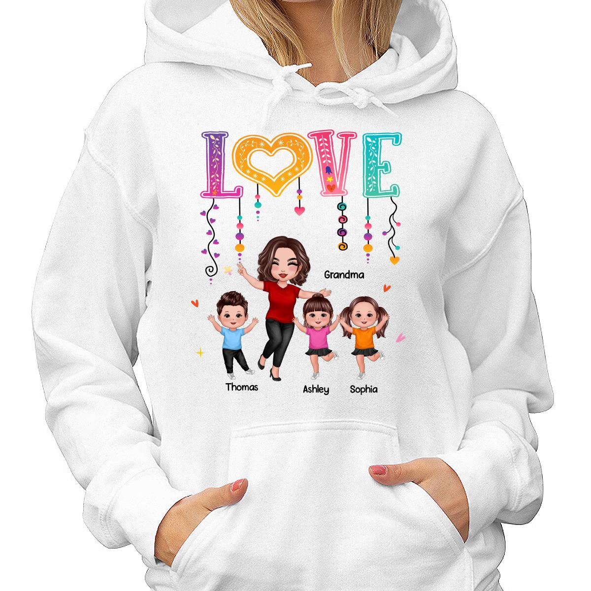 LOVE Happy Doll Grandma Mom With Kids Personalized Shirt - Image 4
