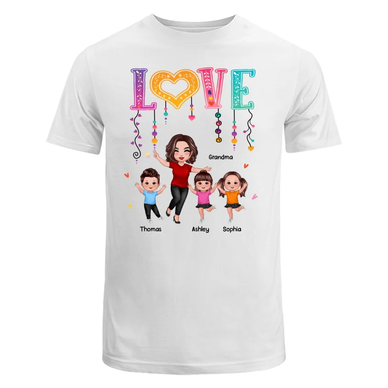 LOVE Happy Doll Grandma Mom With Kids Personalized Shirt - Image 5