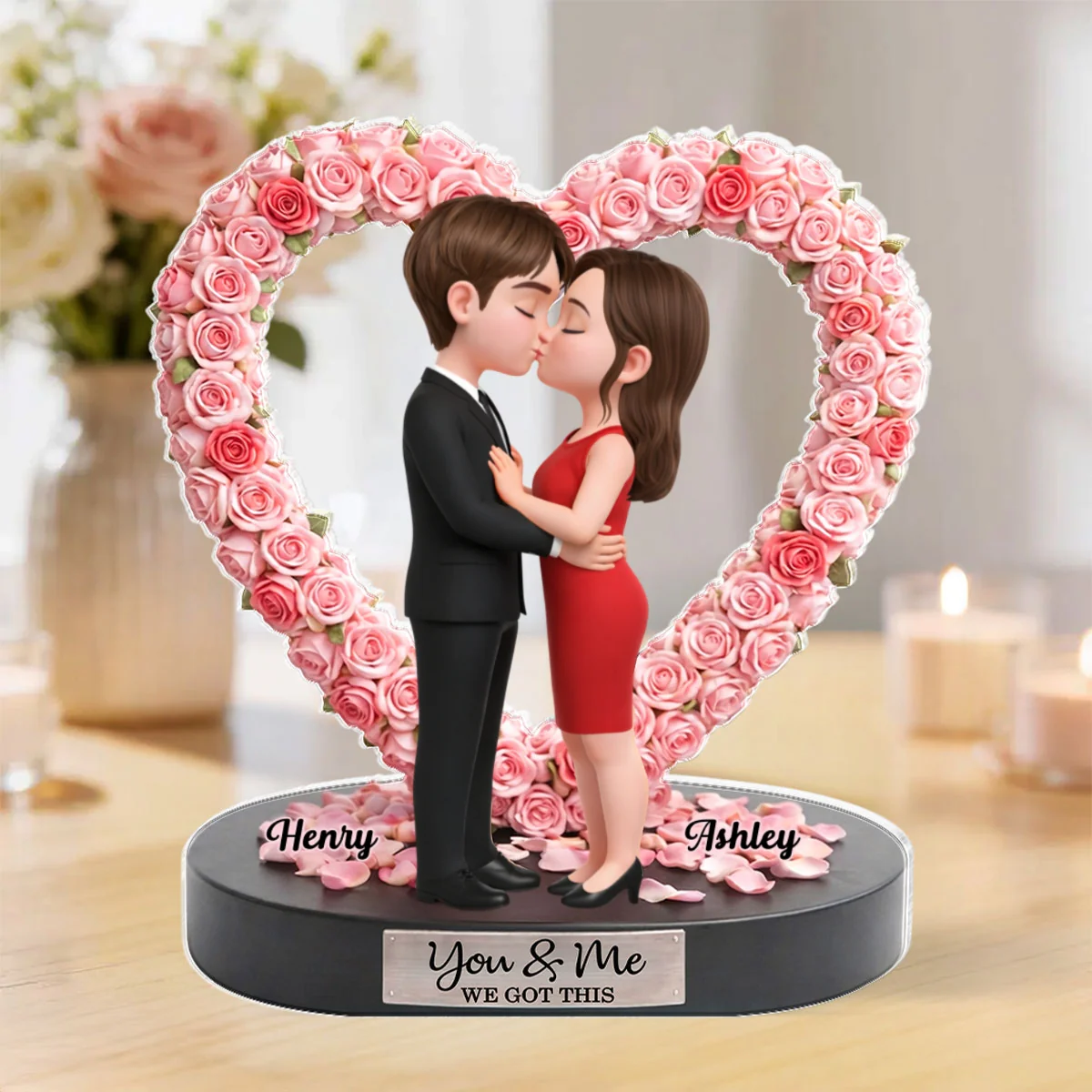 Love In Bloom - Personalized Acrylic Block Plaque - Anniversary, Valentine's Day Gift, Gift For Him, Gift For Her - Image 8