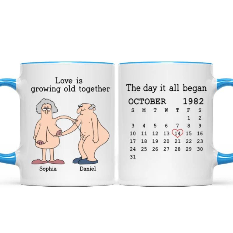 Love Is Growing Old Together Anniversary Calendar Keepsake Personalized Mug - Image 12