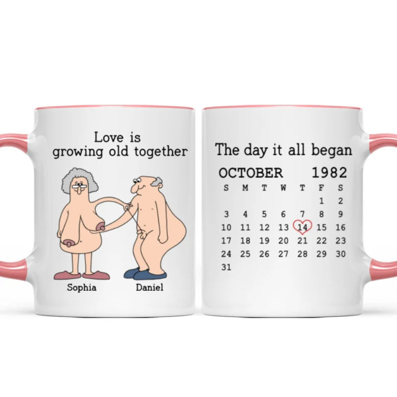 Love Is Growing Old Together Anniversary Calendar Keepsake Personalized Mug - Image 13