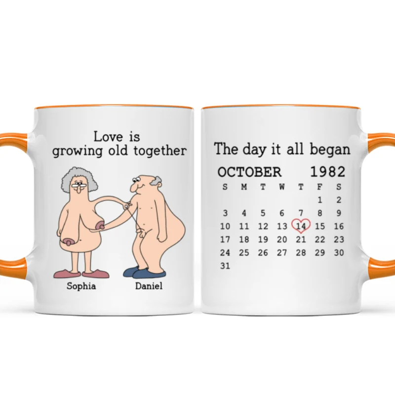 Love Is Growing Old Together Anniversary Calendar Keepsake Personalized Mug - Image 15