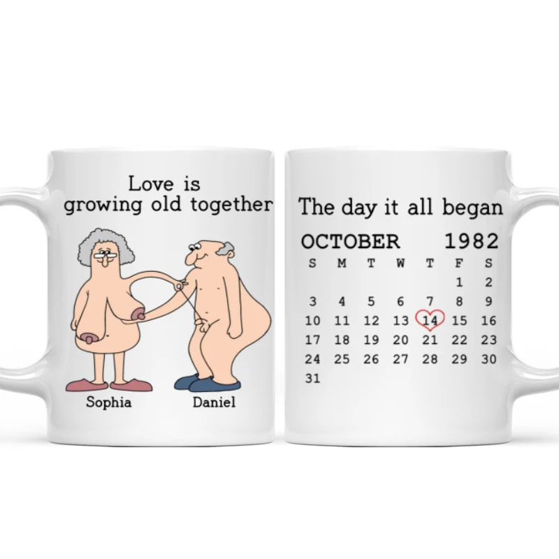 Love Is Growing Old Together Anniversary Calendar Keepsake Personalized Mug - Image 17