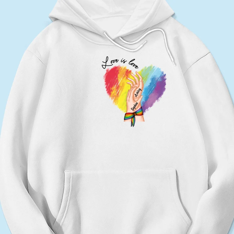 Love Is Love LGBTQ+ Hand In Hand Personalized Shirt - Image 15