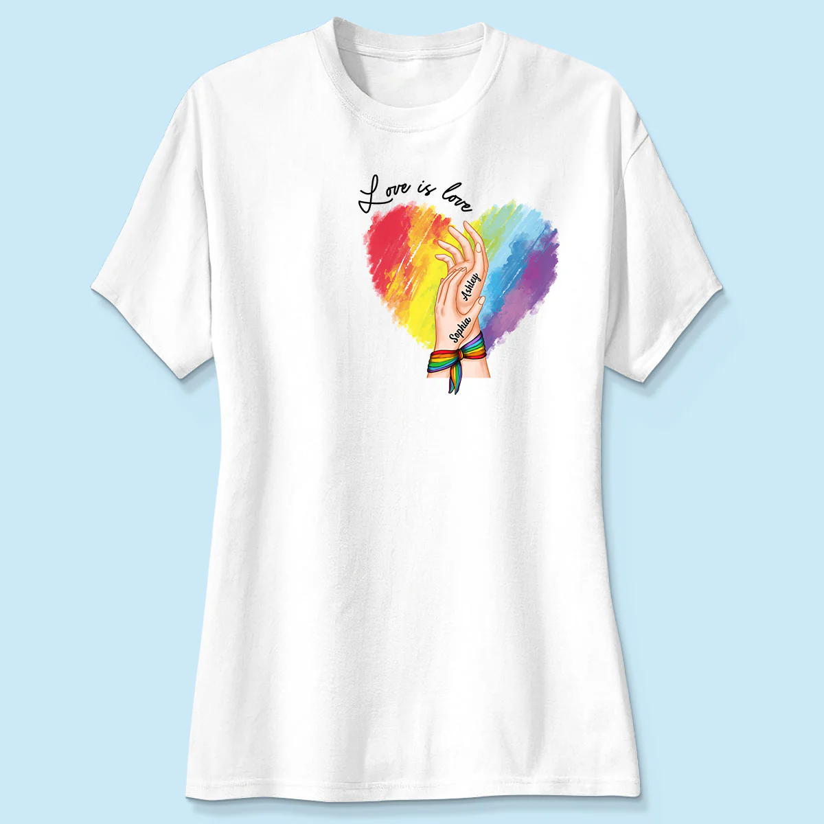 Love Is Love LGBTQ+ Hand In Hand Personalized Shirt - Image 4