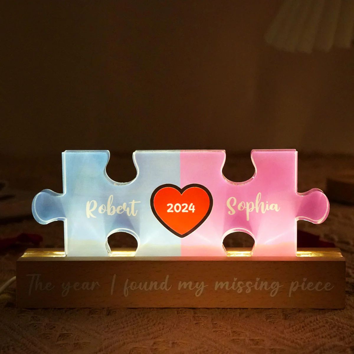 Love Is The Piece That Holds Us Together Couple Name Puzzle LED Night Light, Personalized Romantic Home Bedroom Decor For Couples, Gifts For Her, For Him - Image 4