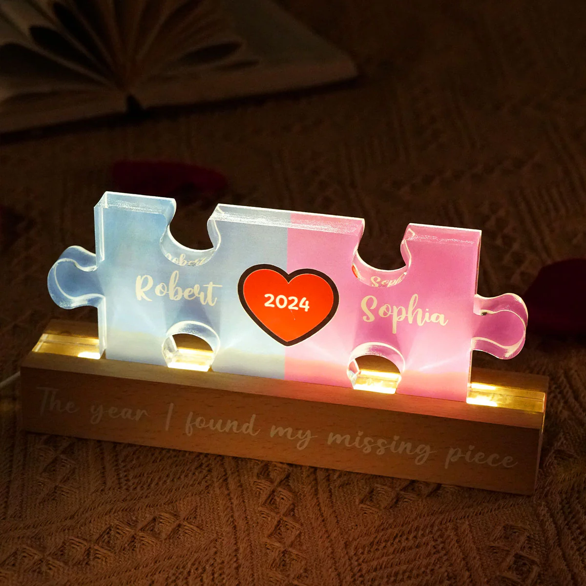 Love Is The Piece That Holds Us Together Couple Name Puzzle LED Night Light, Personalized Romantic Home Bedroom Decor For Couples, Gifts For Her, For Him - Image 5