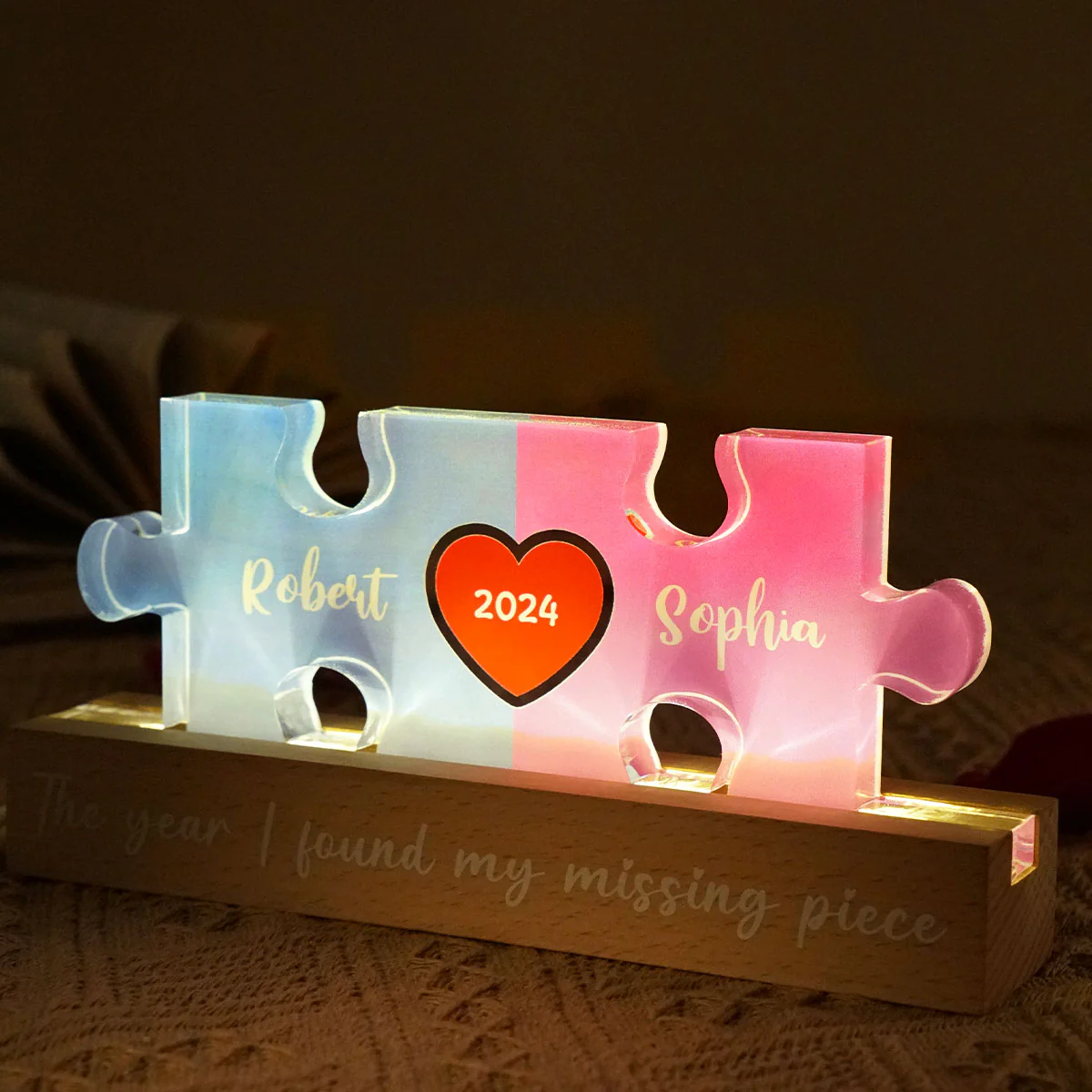 Love Is The Piece That Holds Us Together Couple Name Puzzle LED Night Light, Personalized Romantic Home Bedroom Decor For Couples, Gifts For Her, For Him - Image 7