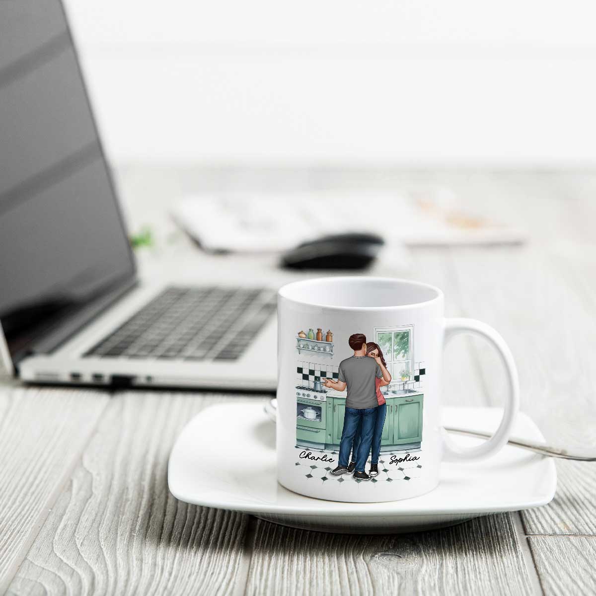 Love Is Two People Dancing In The Kitchen Couple Personalized Mug, Gift For Him, For Her, Boyfriend, Girlfriend, Husband, Wife - Image 4
