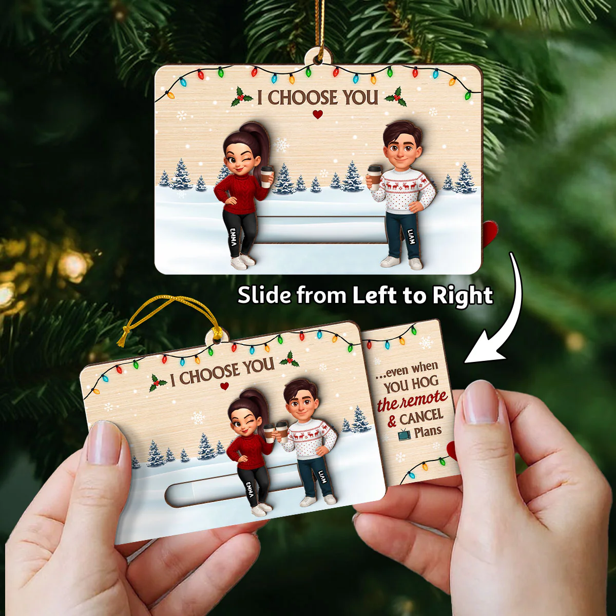 Love & Laughs Couple Hidden Messages - Personalized Slider Ornament - Christmas Gift Anniversary Gift For Couples - Image 3