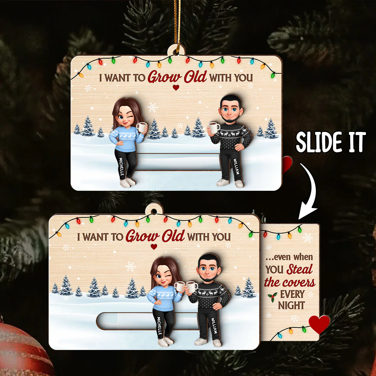 Love & Laughs Couple Hidden Messages - Personalized Slider Ornament - Christmas Gift Anniversary Gift For Couples - Image 7
