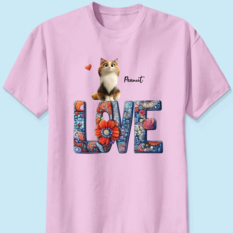 Love Mandala Pattern Cartoon Sitting Cats Personalized Shirt, Gift for Cat Moms - Image 13