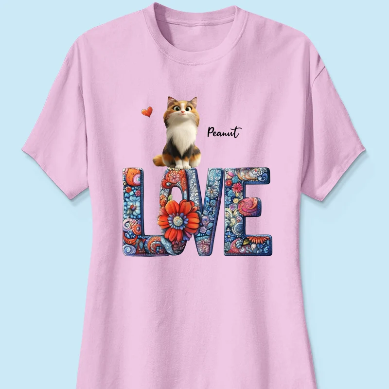 Love Mandala Pattern Cartoon Sitting Cats Personalized Shirt, Gift for Cat Moms - Image 17