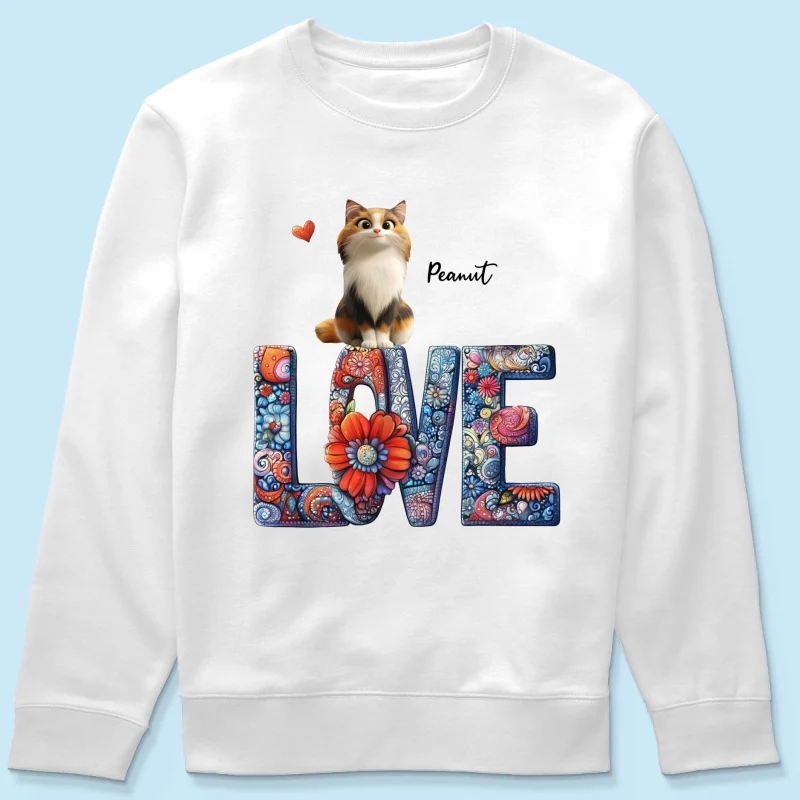 Love Mandala Pattern Cartoon Sitting Cats Personalized Shirt, Gift for Cat Moms - Image 23