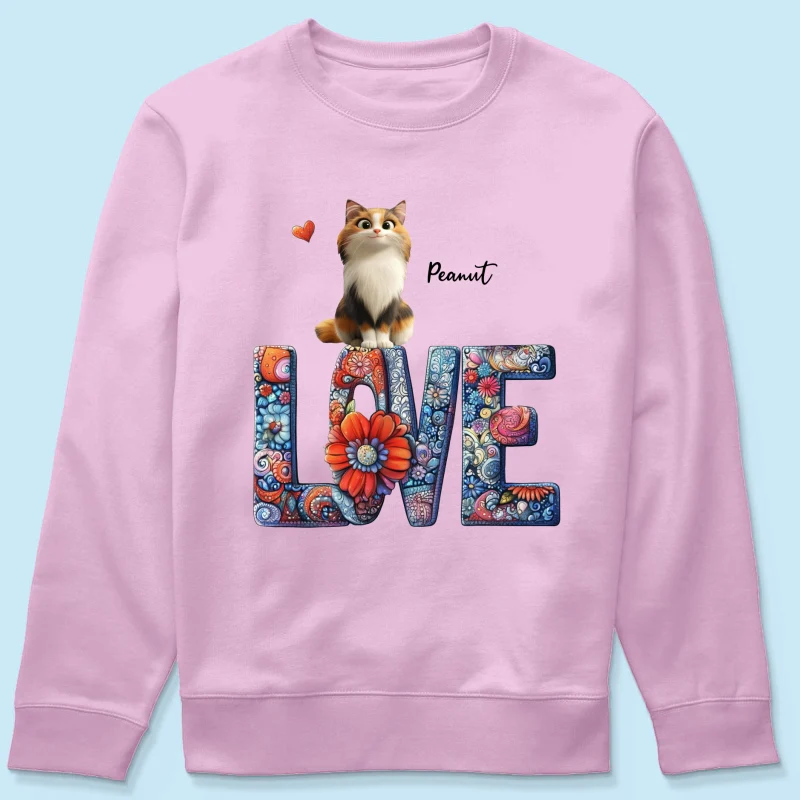 Love Mandala Pattern Cartoon Sitting Cats Personalized Shirt, Gift for Cat Moms - Image 25