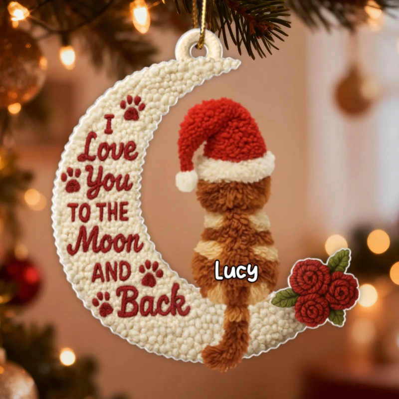 Love My Cats to the Moon and Back Latch Hook Yarn Faux - Personalized Acrylic Ornament - Christmas Gift for Cat Lovers - Image 9