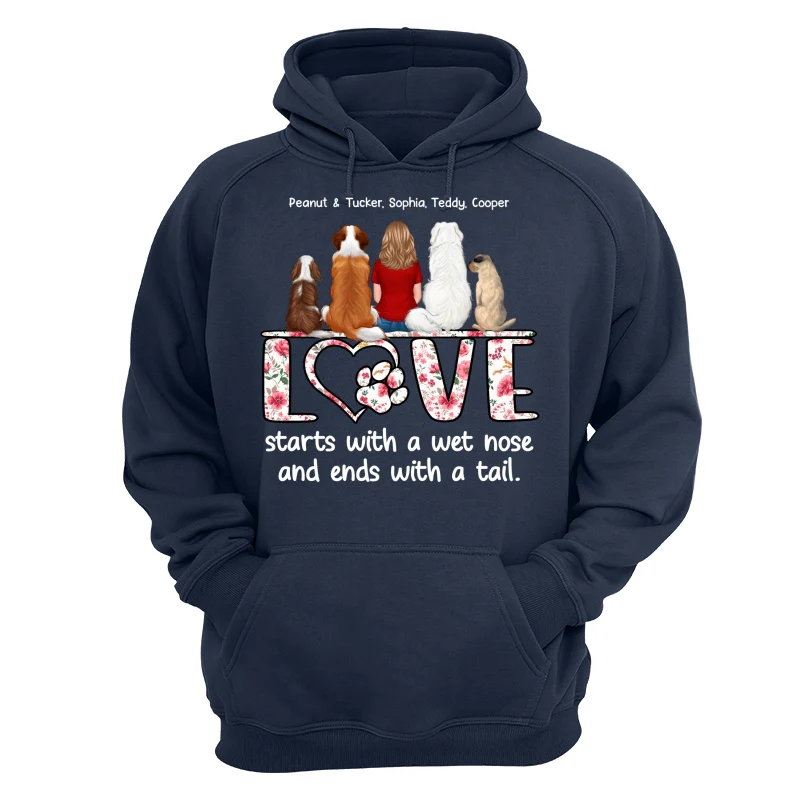 Love Start With A Wet Nose Back View Woman & Dog Personalized Shirt - Image 12