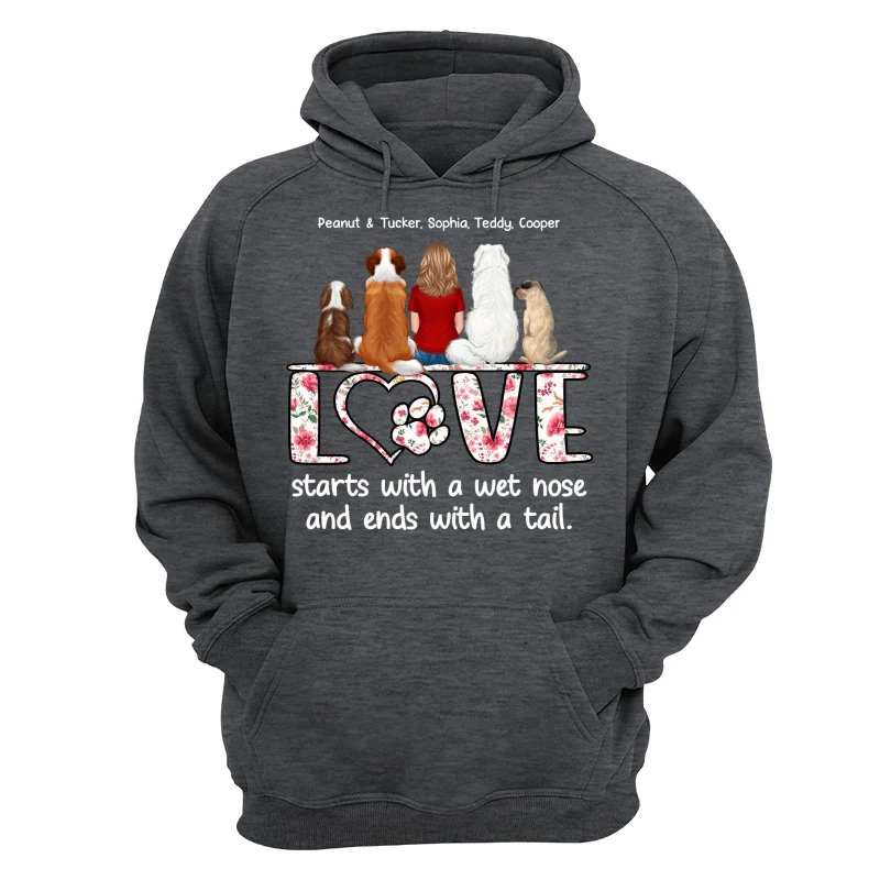 Love Start With A Wet Nose Back View Woman & Dog Personalized Shirt - Image 13