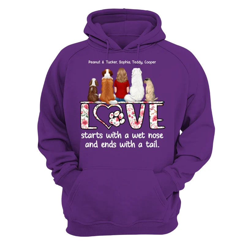 Love Start With A Wet Nose Back View Woman & Dog Personalized Shirt - Image 14