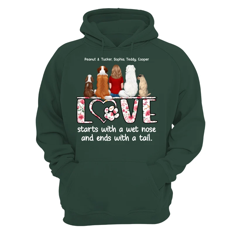 Love Start With A Wet Nose Back View Woman & Dog Personalized Shirt - Image 15